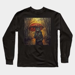 The Cat with the Umbrella Collection: Enchanted Forest and Autumn Splendor Long Sleeve T-Shirt